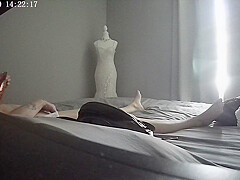 Curvy MILF neighbor busted in shower touching herself while sneaking peeks at naughty clips