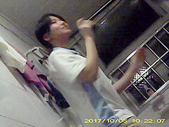 Peeked at Chinese Teens in School Uniforms Babysitting