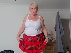 Naughty Teacher Skirt Ride: Stockings and Thigh-Highs Revealed Under White Lace Panties