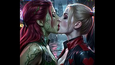 Harley Quinn and Poison Ivy’s seductive AI-driven passion in the Joker’s playground